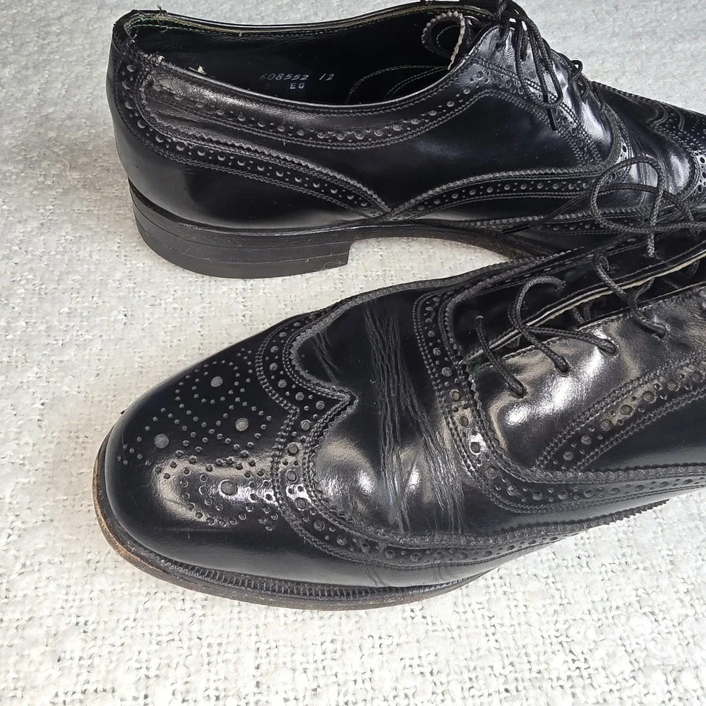 Florsheim Imperial Wingtip 92329 Black Leather Dress Formal Shoes Mens 10 1/2 D‎